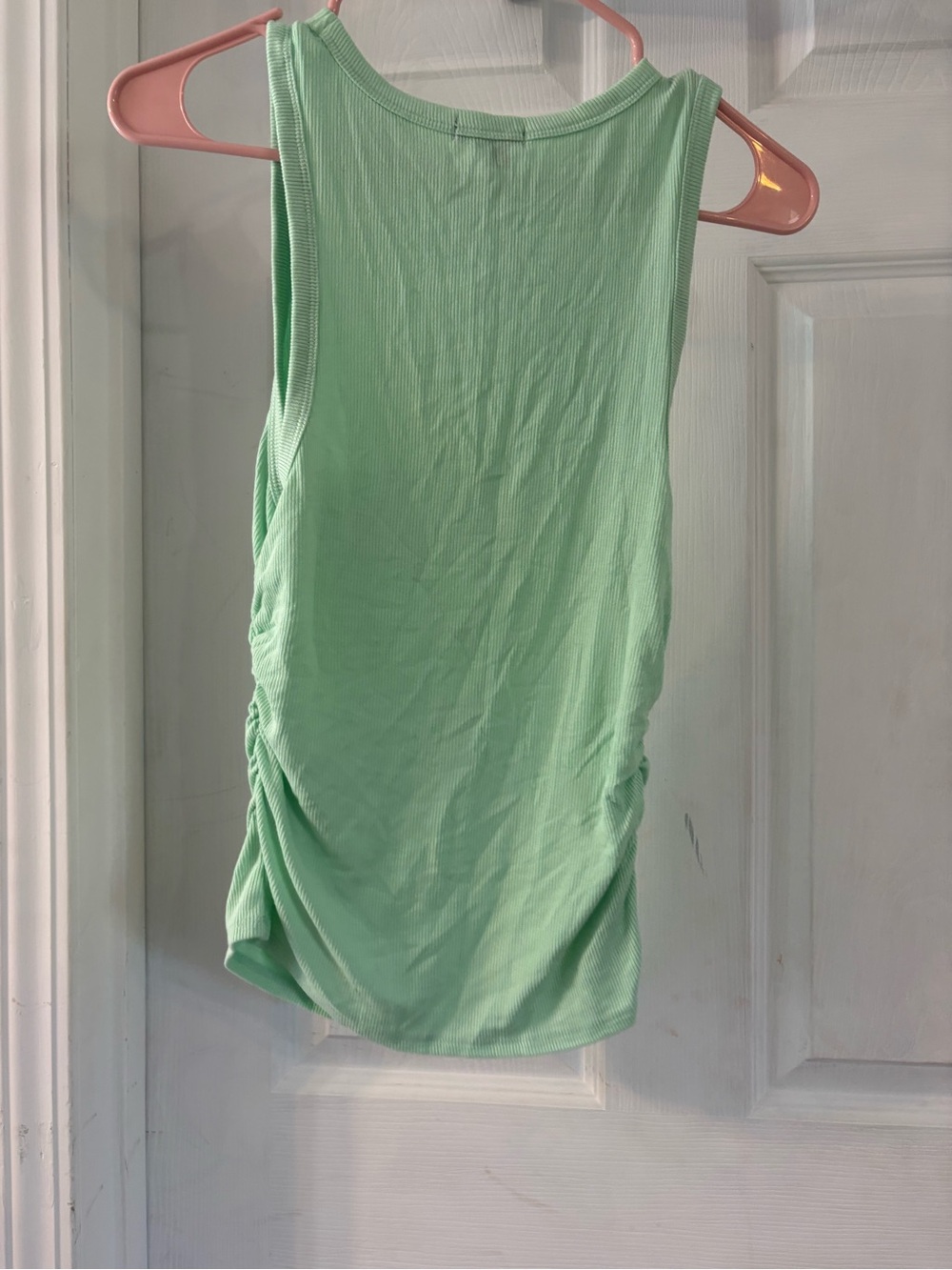 Mint Green Ribbed Shell-Embroidered Tank Top - M - Picture 3 of 4